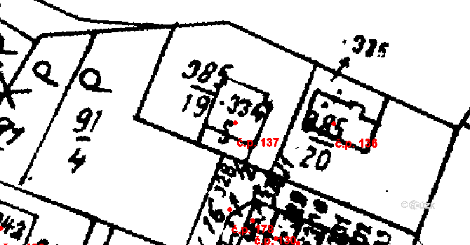 Velichovky 137 na parcele st. 334 v KÚ Velichovky, Katastrální mapa