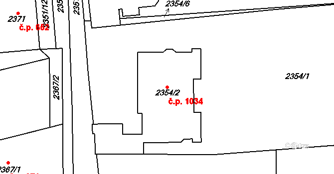 Pohořelice 1034 na parcele st. 2354/2 v KÚ Pohořelice nad Jihlavou, Katastrální mapa