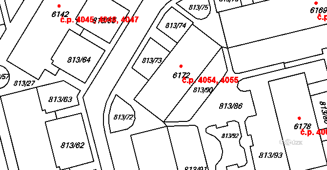 Kroměříž 4054,4055 na parcele st. 6172 v KÚ Kroměříž, Katastrální mapa