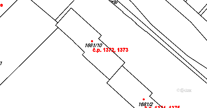 Holešov 1372,1373 na parcele st. 1681/10 v KÚ Holešov, Katastrální mapa