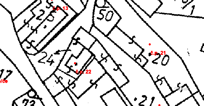 Klucké Chvalovice 20, Zbýšov na parcele st. 21 v KÚ Klucké Chvalovice, Katastrální mapa