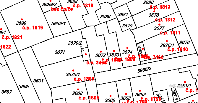 Jihlava 1807 na parcele st. 3672 v KÚ Jihlava, Katastrální mapa