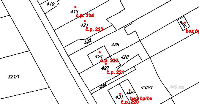 Janovice 222, Rýmařov na parcele st. 424 v KÚ Janušov, Katastrální mapa
