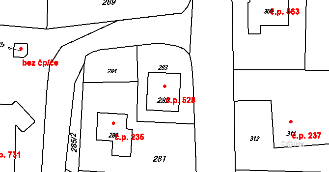 Horní Těrlicko 528, Těrlicko na parcele st. 282 v KÚ Horní Těrlicko, Katastrální mapa