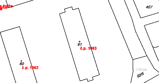 Kročehlavy 1963, Kladno na parcele st. 61 v KÚ Kročehlavy, Katastrální mapa