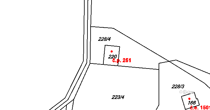 Ládeves 251, Kamenice na parcele st. 220 v KÚ Ládví, Katastrální mapa