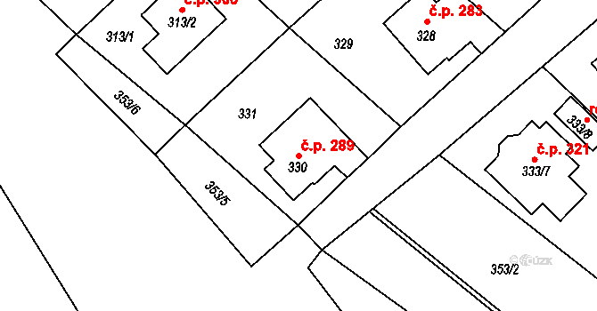Loučná 289, Hrádek nad Nisou na parcele st. 330 v KÚ Loučná, Katastrální mapa