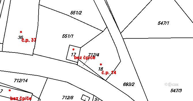 Tuchonice 14, Žimutice na parcele st. 18 v KÚ Tuchonice, Katastrální mapa
