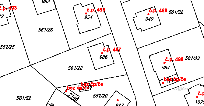 Prachatice II 487, Prachatice na parcele st. 986 v KÚ Prachatice, Katastrální mapa
