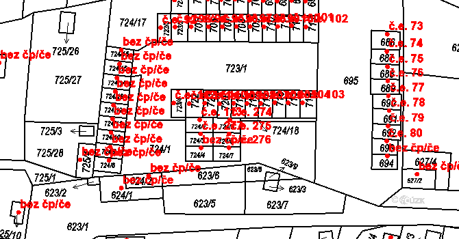 Miřetice u Klášterce nad Ohří 274, Klášterec nad Ohří na parcele st. 724/5 v KÚ Miřetice u Klášterce nad Ohří, Katastrální mapa