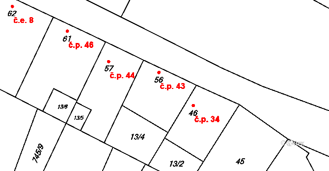 Očihovec 43, Očihov na parcele st. 56 v KÚ Očihovec, Katastrální mapa