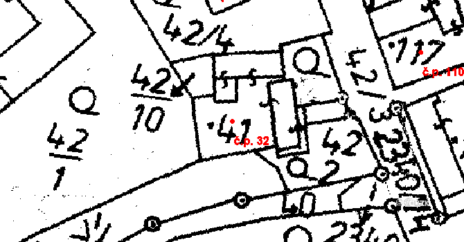 Těmice 32 na parcele st. 41 v KÚ Těmice u Kamenice nad Lipou, Katastrální mapa