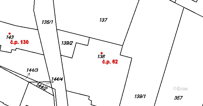 Libčany 62 na parcele st. 138 v KÚ Libčany, Katastrální mapa