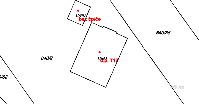 Prosek 717, Praha na parcele st. 1261 v KÚ Prosek, Katastrální mapa