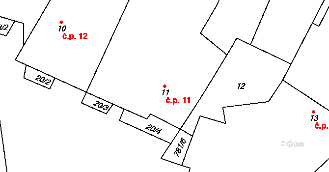 Líšnice 11 na parcele st. 11 v KÚ Líšnice u Mohelnice, Katastrální mapa
