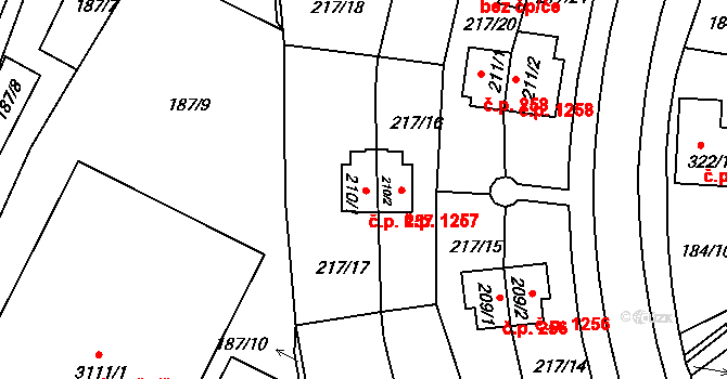 Sezimovo Ústí 257 na parcele st. 210/1 v KÚ Sezimovo Ústí, Katastrální mapa