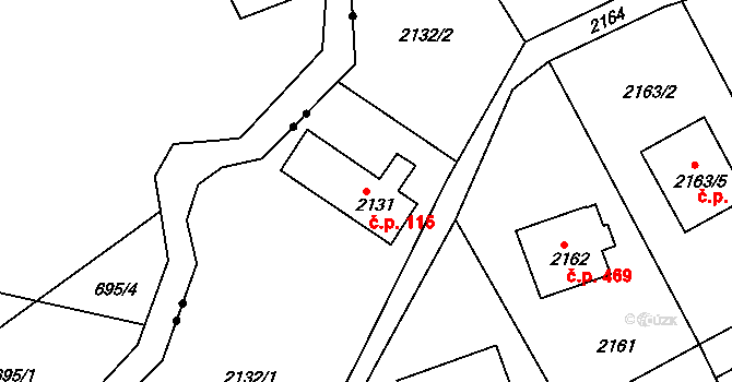 Liberec XXV-Vesec 115, Liberec na parcele st. 2131 v KÚ Vesec u Liberce, Katastrální mapa