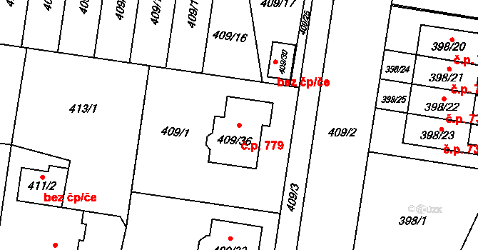 Skřečoň 779, Bohumín na parcele st. 409/36 v KÚ Skřečoň, Katastrální mapa
