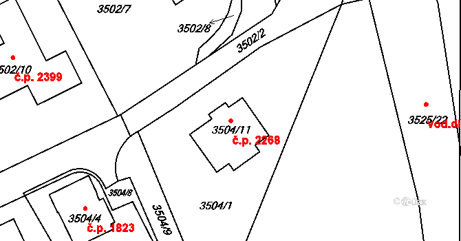 Místek 2268, Frýdek-Místek na parcele st. 3504/11 v KÚ Místek, Katastrální mapa