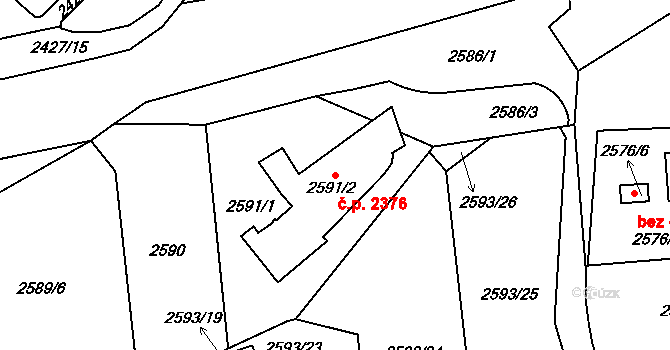 Libeň 2376, Praha na parcele st. 2591/2 v KÚ Libeň, Katastrální mapa