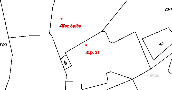 Konice 21, Mašťov na parcele st. 3 v KÚ Konice u Mašťova, Katastrální mapa