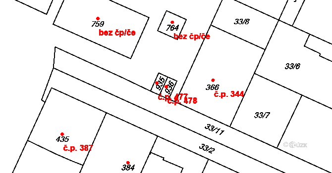 Přerov II-Předmostí 478, Přerov na parcele st. 936 v KÚ Předmostí, Katastrální mapa