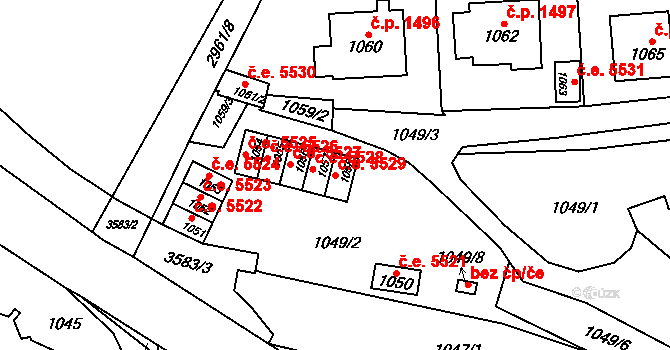 Kadaň 5529 na parcele st. 1058 v KÚ Kadaň, Katastrální mapa