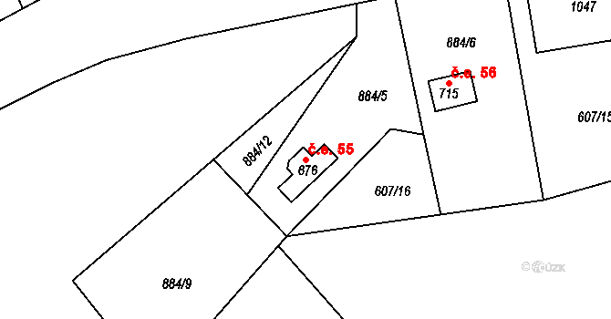 Bojov 55, Čisovice na parcele st. 676 v KÚ Čisovice, Katastrální mapa