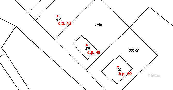 Kateřina 49, Skalná na parcele st. 36 v KÚ Vonšov, Katastrální mapa
