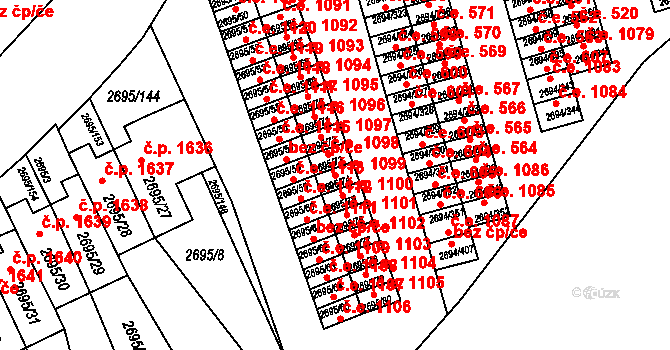 Pelhřimov 1099 na parcele st. 2695/74 v KÚ Pelhřimov, Katastrální mapa