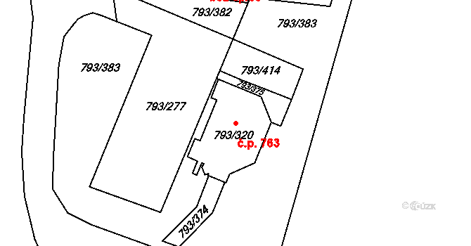 Výškovice 763, Ostrava na parcele st. 793/320 v KÚ Výškovice u Ostravy, Katastrální mapa