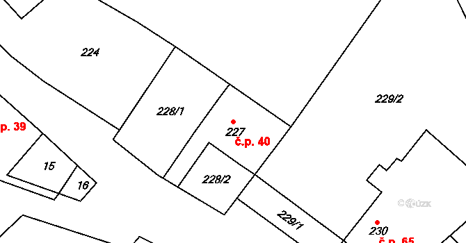 Petrovice 40, Nové Město na Moravě na parcele st. 227 v KÚ Petrovice u Nového Města na Moravě, Katastrální mapa