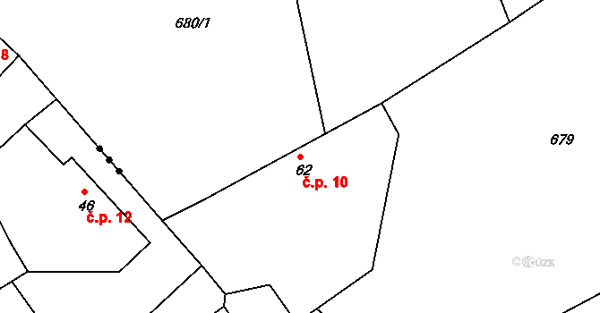 Obora u Cerhonic 10, Cerhonice na parcele st. 62 v KÚ Cerhonice, Katastrální mapa