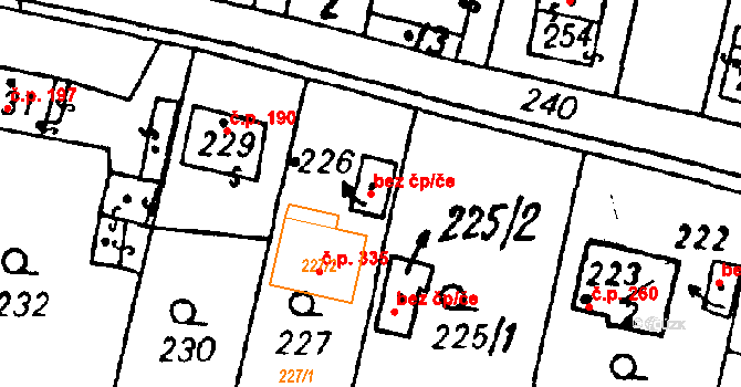 Heřmanova Huť 41353030 na parcele st. 226 v KÚ Vlkýš, Katastrální mapa
