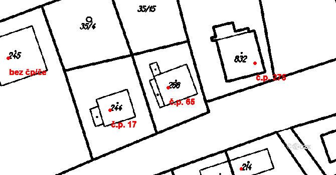 Ruprechtov 65 na parcele st. 268 v KÚ Ruprechtov, Katastrální mapa