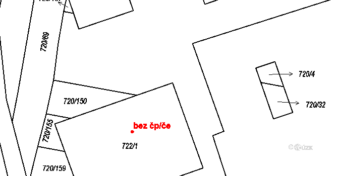 Jevišovka 41955030 na parcele st. 722/1 v KÚ Jevišovka, Katastrální mapa