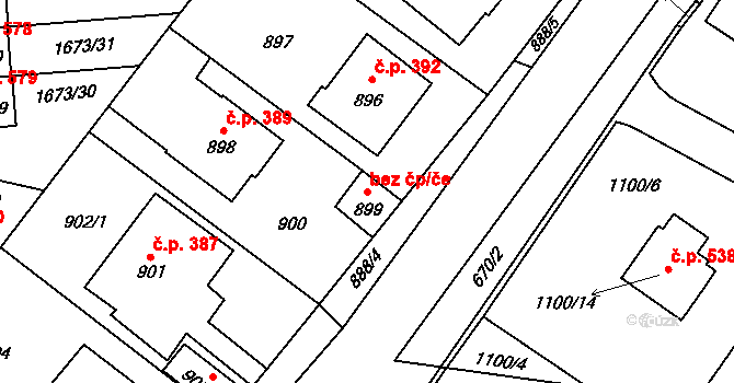 Hřebeč 44391030 na parcele st. 899 v KÚ Hřebeč, Katastrální mapa