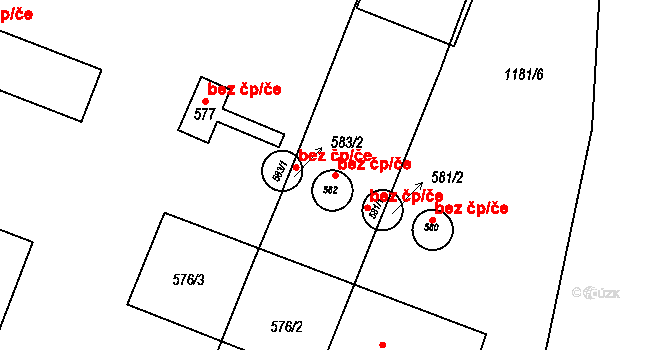 Řevničov 44443030 na parcele st. 582 v KÚ Řevničov, Katastrální mapa
