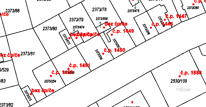 Předměstí 1450, Opava na parcele st. 2373/256 v KÚ Opava-Předměstí, Katastrální mapa