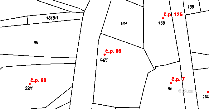 Skřipov 56 na parcele st. 94/1 v KÚ Skřipov, Katastrální mapa