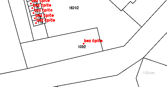 Borkovice 47423030 na parcele st. 103/2 v KÚ Borkovice, Katastrální mapa