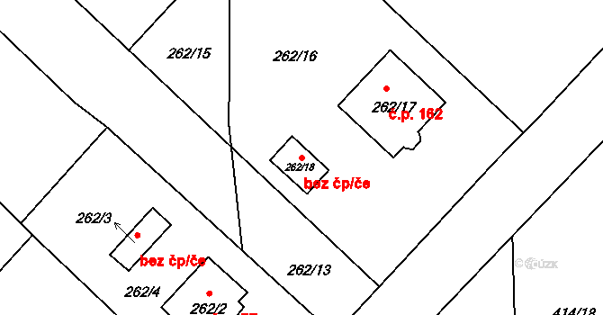 Račetice 49558030 na parcele st. 262/18 v KÚ Račetice, Katastrální mapa