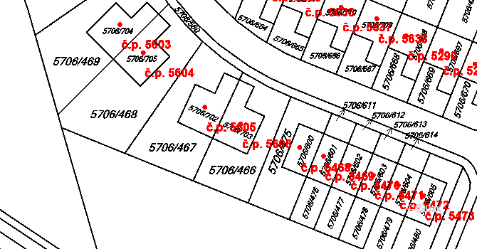 Jihlava 5606 na parcele st. 5706/703 v KÚ Jihlava, Katastrální mapa