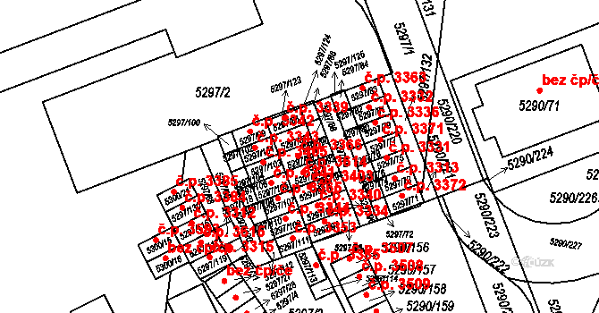 Přerov I-Město 3366, Přerov na parcele st. 5297/89 v KÚ Přerov, Katastrální mapa