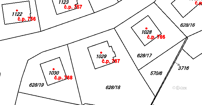 Králíky 767 na parcele st. 1029 v KÚ Králíky, Katastrální mapa