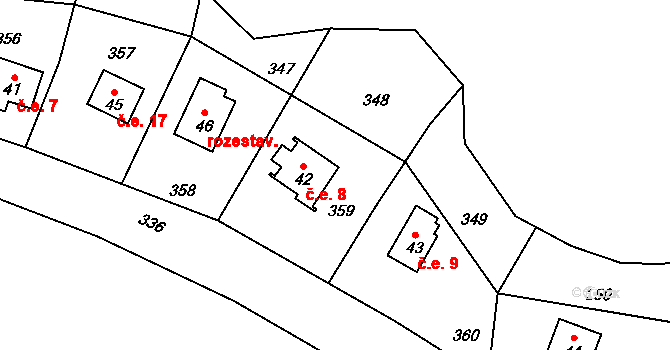 Buč 8, Bezvěrov na parcele st. 42 v KÚ Buč, Katastrální mapa