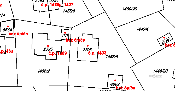 Beroun-Město 1403, Beroun na parcele st. 2796 v KÚ Beroun, Katastrální mapa