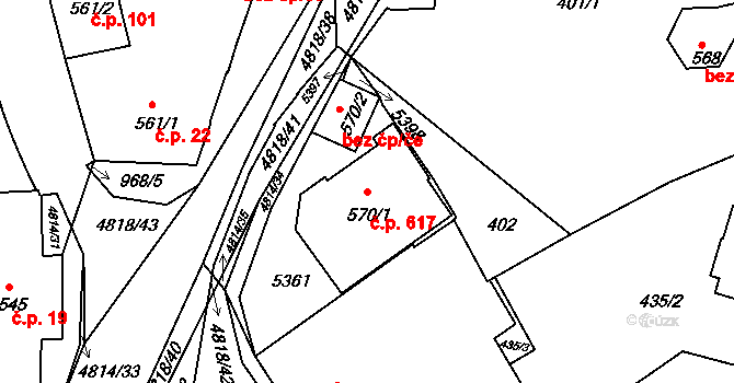 Týnské Předměstí 617, Domažlice na parcele st. 570/1 v KÚ Domažlice, Katastrální mapa