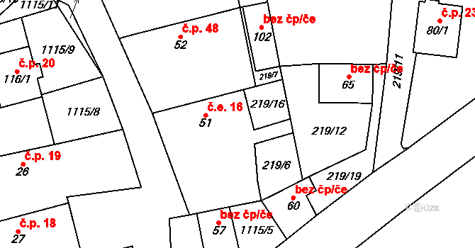 Kvasetice 16, Plánice na parcele st. 51 v KÚ Kvasetice, Katastrální mapa