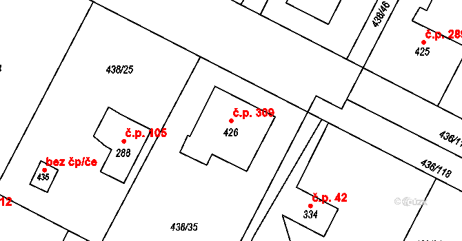 Opatovice nad Labem 309 na parcele st. 426 v KÚ Opatovice nad Labem, Katastrální mapa